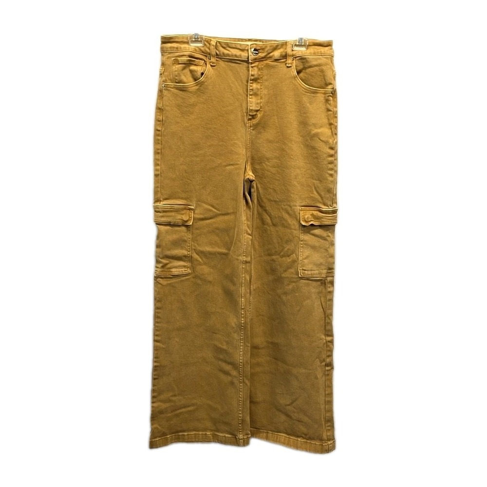Risen Tan Cargo Wide Leg Pants Utility Stretch Denim sz 1X Western Boho Festival